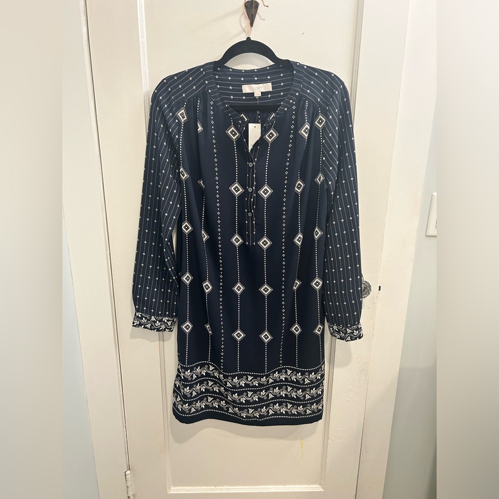 LOFT silky bandana dress- Dk Navy
